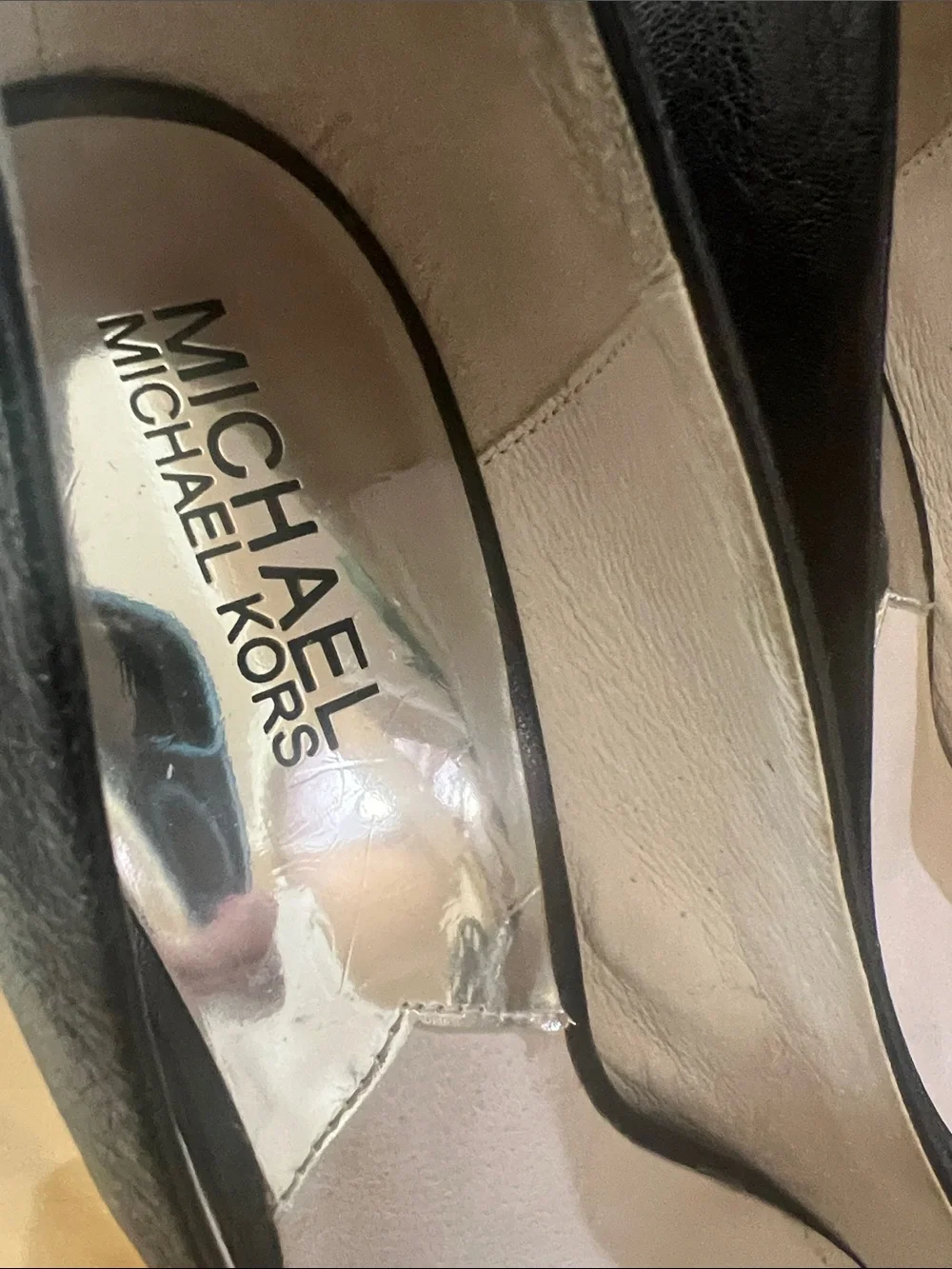 Michael Kors Black Leather Peep-Toe Stiletto Heels
